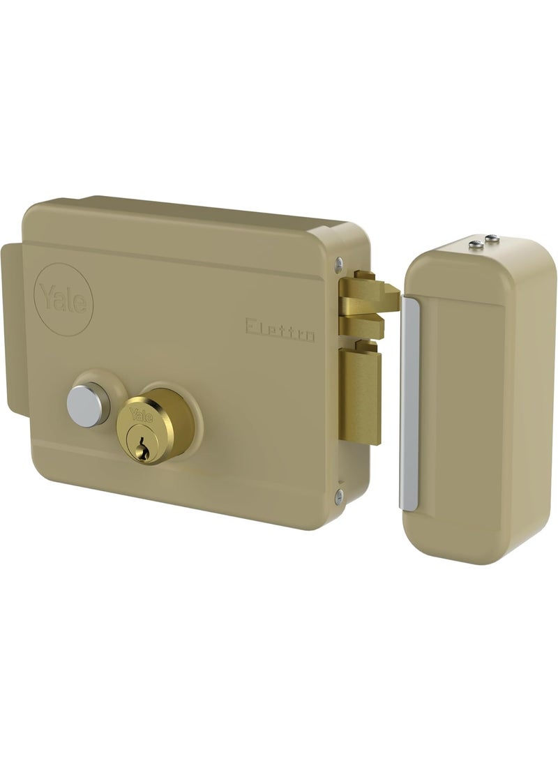 ييل Yale 68800601 Electric Rim Lock for Right Handed Doors, 10–12V, 60mm Backset, Beige - Image 1